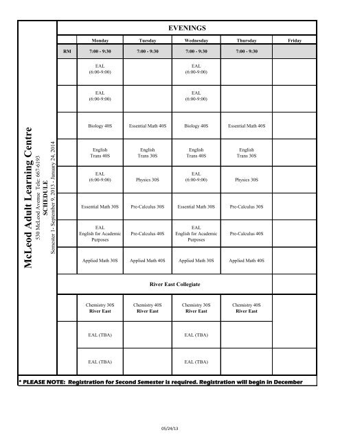 McLeod Semester 1 Timetable 2013-14 - Retsd.mb.ca