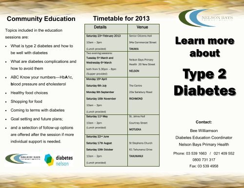 Type 2 Diabetes Course Info Brochure - Nelson Bays Primary Health