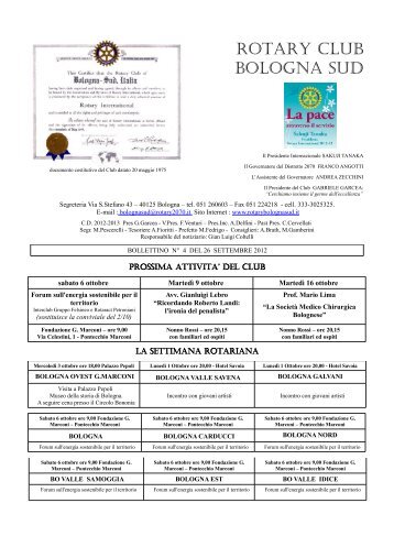 Notiziario n. 4 anno 2012-2013 - Rotary Club Bologna Sud