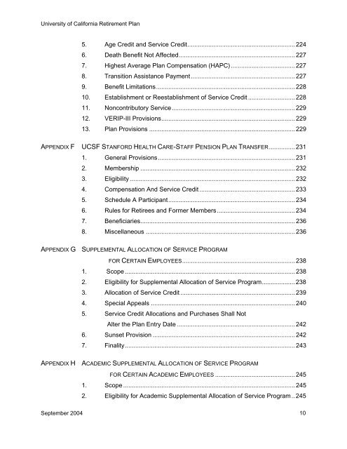 UC RETIREMENT PLAN DOCUMENT - UPTE-CWA