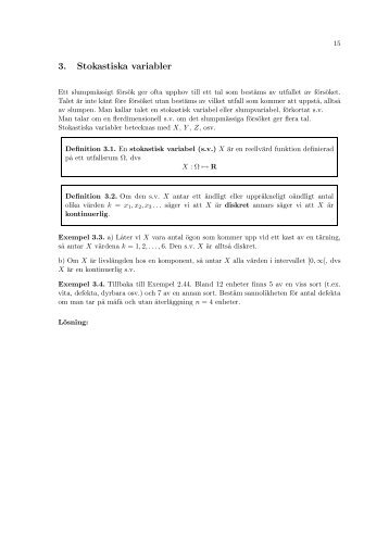 3. Stokastiska variabler