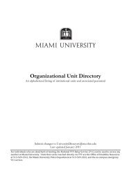 Organizational Unit Directory - Miami University