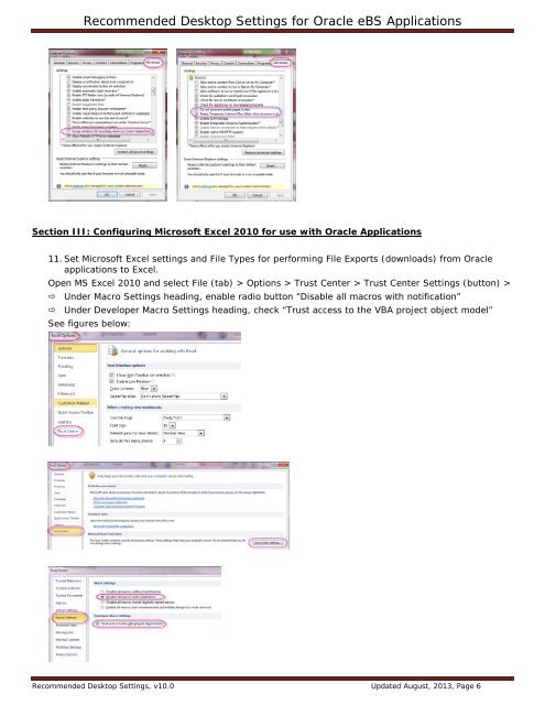 Recommended Desktop Settings for Oracle eBS Applications - SDSU