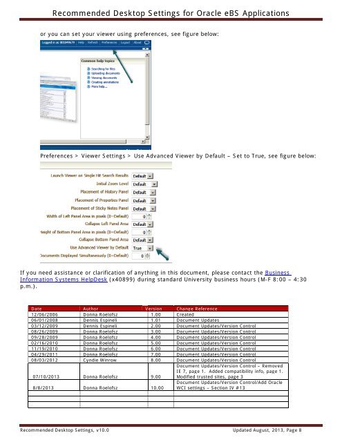 Recommended Desktop Settings for Oracle eBS Applications - SDSU