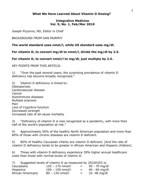 Vitamin D3 Dosing Dan Murphy