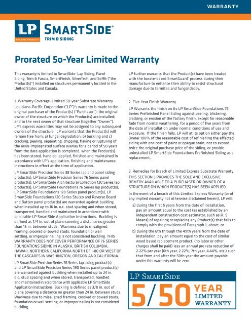 LP SmartSide Warranties