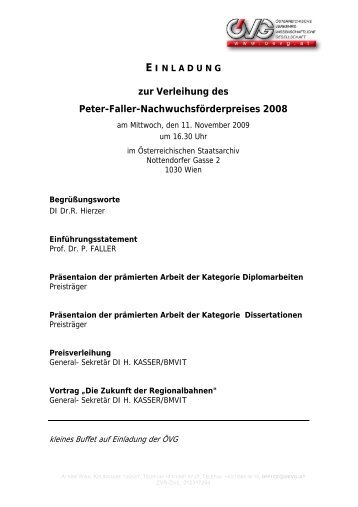 zur Verleihung des Peter-Faller-NachwuchsfÃ¶rderpreises 2008