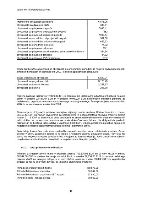 LETNO POROÄILO - Visoka Å ola za zdravstveno nego Jesenice