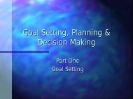 Goal Setting, Planning & Decision Making