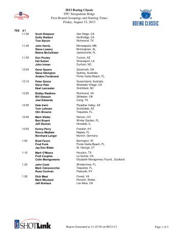 Round 1 Tee Times - Boeing Classic
