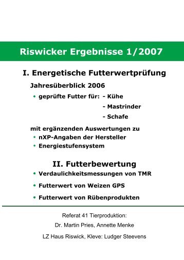 Riswicker Ergebnisse - Landwirtschaftskammer Nordrhein-Westfalen