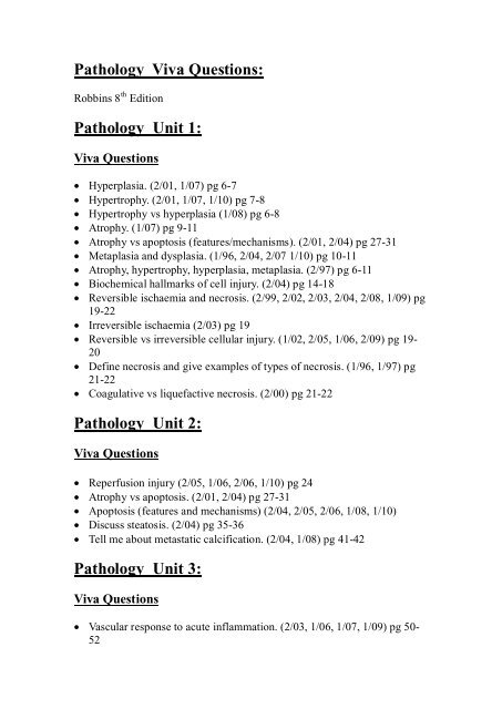 Pathology Viva Questions Pathology Unit 1 Pathology Unit 2 Heti Pathology Viva Questions Pathology Unit 1 Pathology Unit 2 Heti