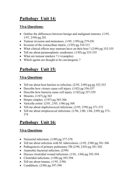 Pathology Viva Questions: Pathology Unit 1: Pathology Unit 2 ... - HETI