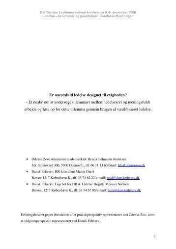 Er succesfuld ledelse designet til evigheden? - Det Danske ...