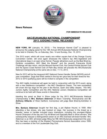 AKC/Eukanuba National Championship 2013 Judging Panel ...