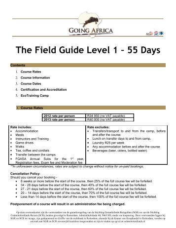 The Field Guide Level 1 – 55 Days - Going Africa Safaris