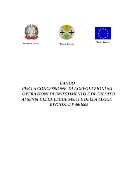 Bando 949/52 - Regione Calabria