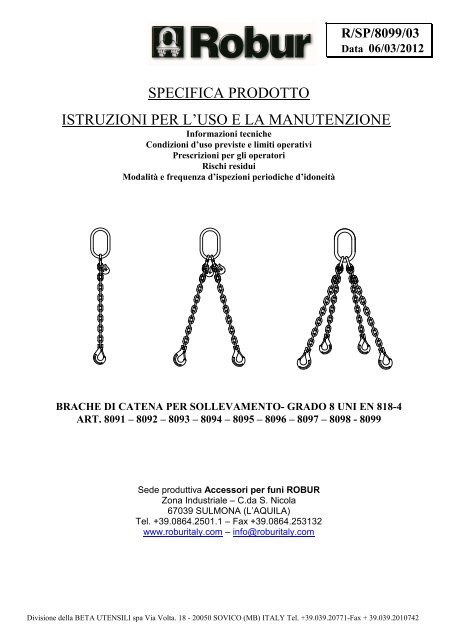 specifica prodotto istruzioni per l'uso e la manutenzione - Robur