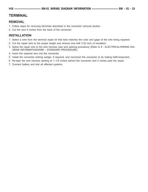 8W-01 WIRING DIAGRAM INFORMATION