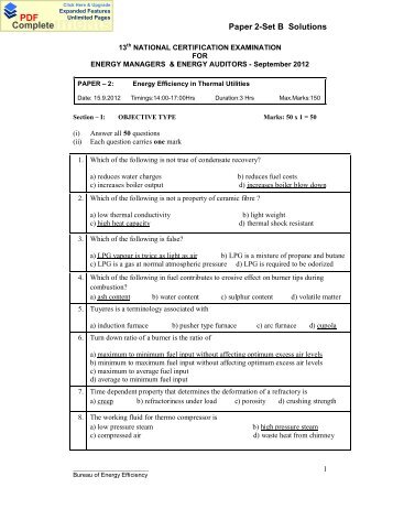 Set B - National Certification Examination for Energy Managers and ...