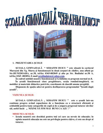 1. PREZENTAREA ŞCOLII ŞCOALA GIMNAZIALĂ ― SERAFIM ...