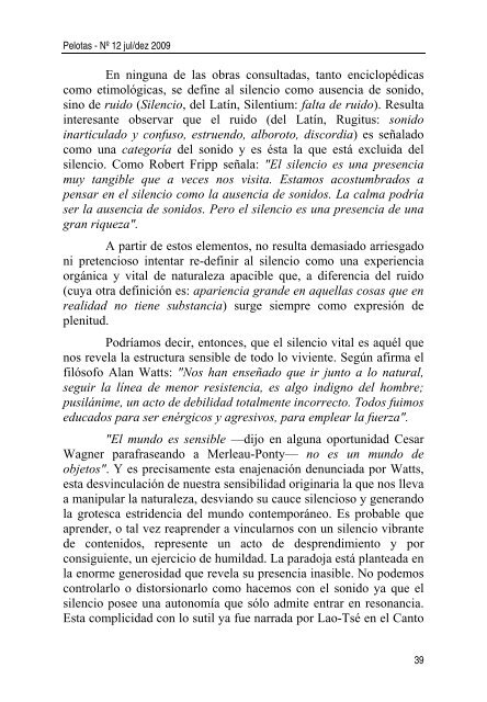 una aproximaciÃ³n al silencio como experiencia integradora