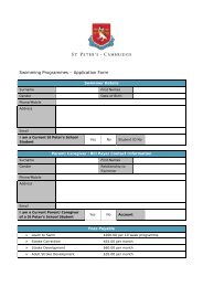 Swimming Programmes â Application Form - St Peter's School