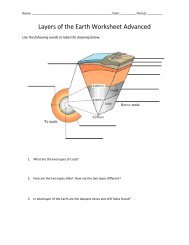 Layers of the Earth Worksheet Advanced