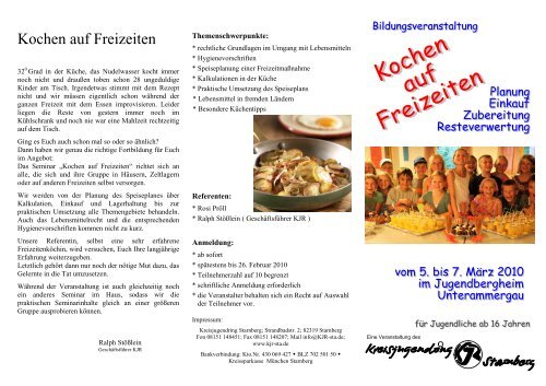 Kochen auf Freizeiten - Kreisjugendring Starnberg