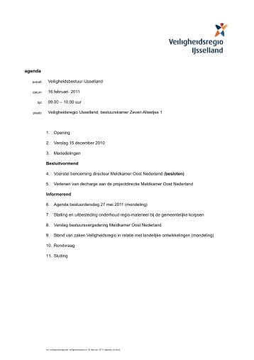 agenda - Veiligheidsregio IJsselland