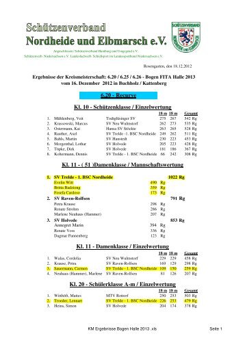 KM Ergebnisse Bogen Halle 2013 - BSC Nordheide