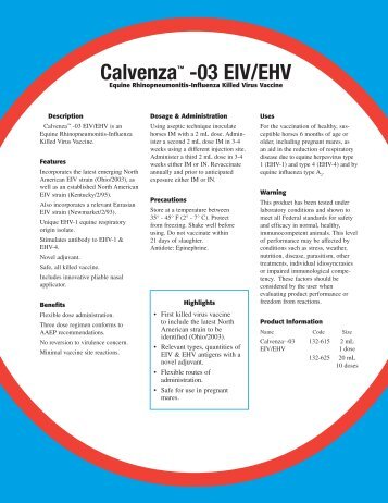 Calvenzaâ¢ -03 EIV/EHV - Boehringer Ingelheim Vetmedica