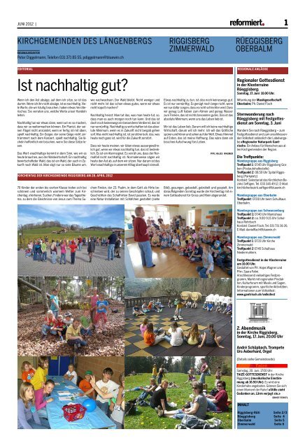 reformiert. Juni 2012 - Kirchgemeinde Rüeggisberg