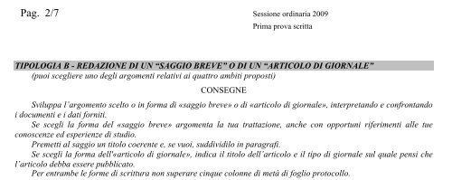 La traccia (in pdf) - Corriere della Sera