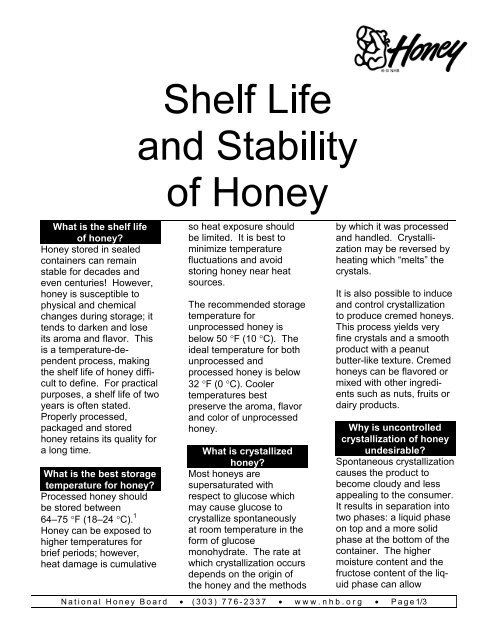 What is the shelf life of honey? Honey stored in sealed ... - BJCP