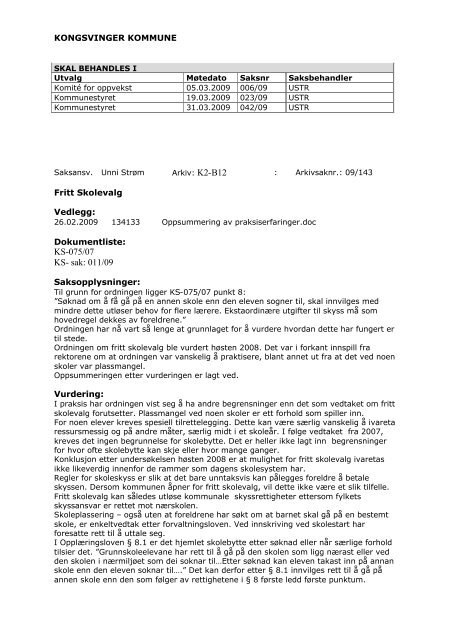 vedtak - Kongsvinger Kommune