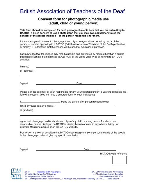 Media permission form to complete - batod