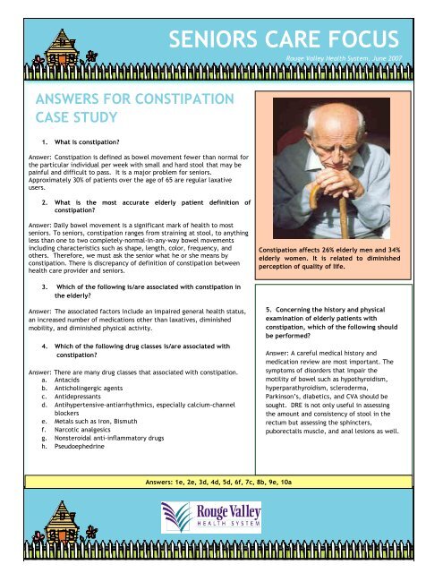 Newsletter Seniors Care Focus Constipation (answer) - GEM