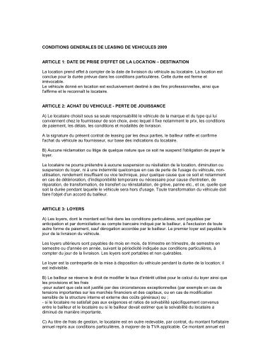 CONDITIONS GENERALES DE LEASING DE ... - D'Ieteren Lease