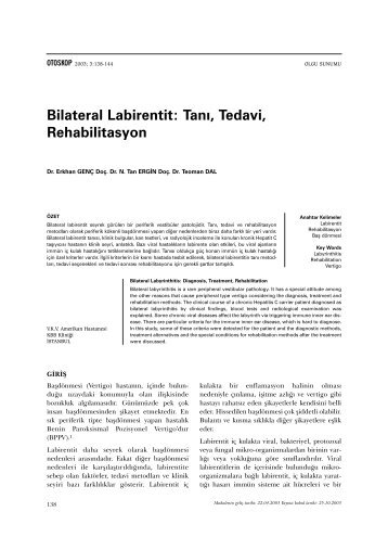 Bilateral Labirentit: TanÄ±, Tedavi, Rehabilitasyon