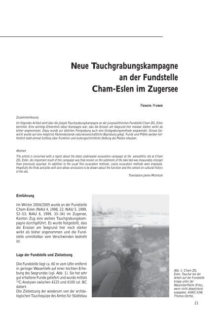 Neue Tauchgrabungskampagne an der Fundstelle Cham-Eslen im ...