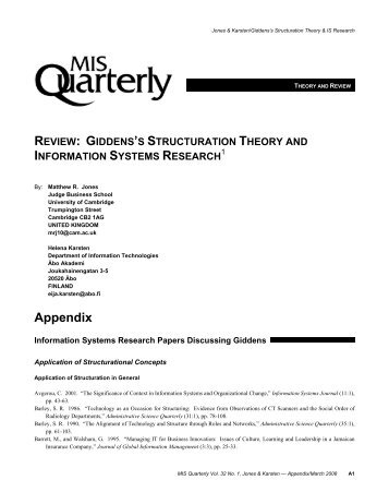 Giddens's Structuration Theory and Information ... - MIS Quarterly
