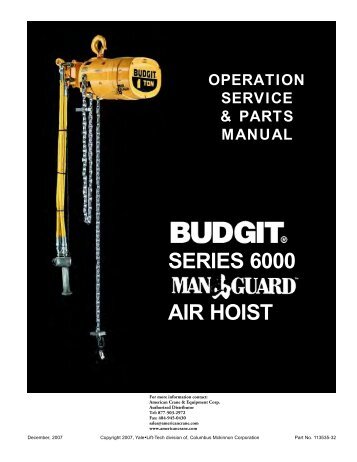 Budgit-6000 Manguard Air Hoist Manual - Products On American ...