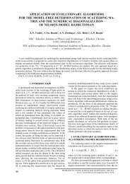 APPLICATION OF EVOLUTIONARY ALGORITHMS FOR THE ...