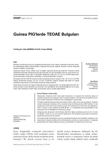 Guinea PIG'lerde TEOAE BulgularÄ±