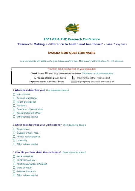 Conference evaluation Form