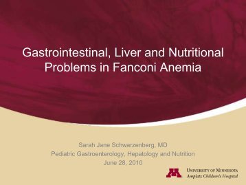 Gastrointestinal, Liver and Nutritional Problems in Fanconi Anemia