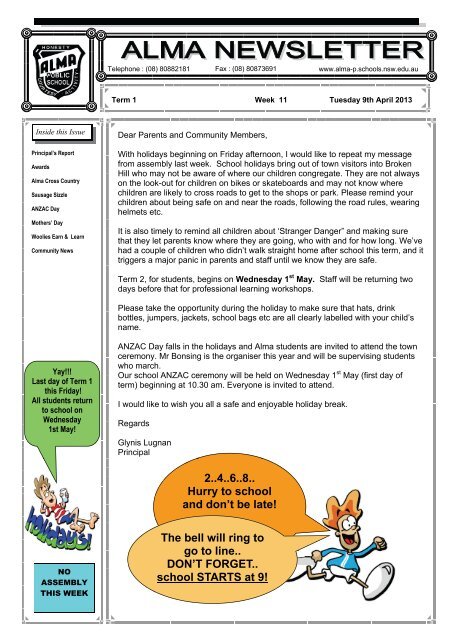 12 Term 1, Week 11 - 2013 Week 15 [pdf, 1 MB] - Alma Public School