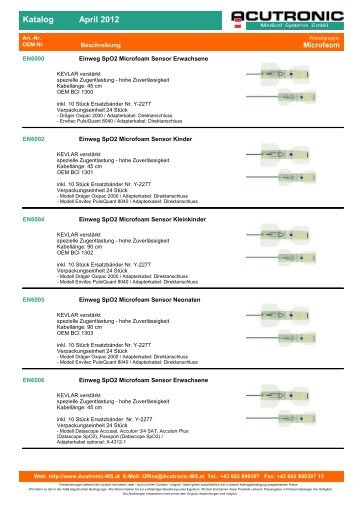 Produktkatalog Gesamt - Acutronic Medical Systems GmbH