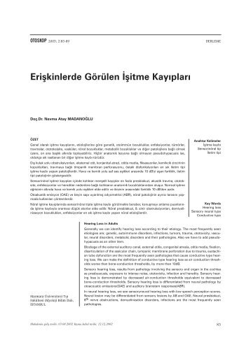 Erişkinlerde Görülen İşitme Kayıpları